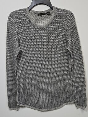 JEANNE PIERRE Gray Textured Scoop Neck Sweater 100% Cotton Small